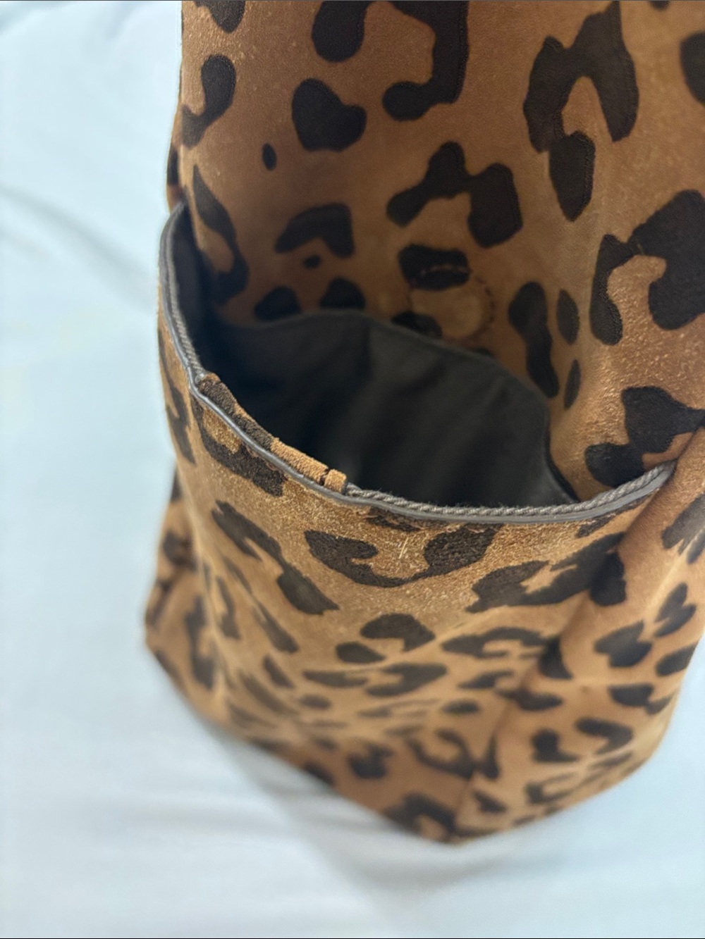 J. Crew Leopard Print Brown Tote Bag with Black Handles - Picture 11 of 16